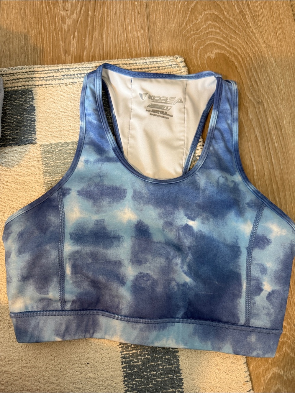 Korsa Road Runner Blue Tie-Dye Racerback Sports Bra